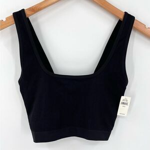 Aerie Ribbed Longline Shelf Bra Bralette Unpadded Women‎ Medium Black NWT